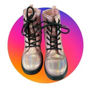 Holographic Pink Combat Boots